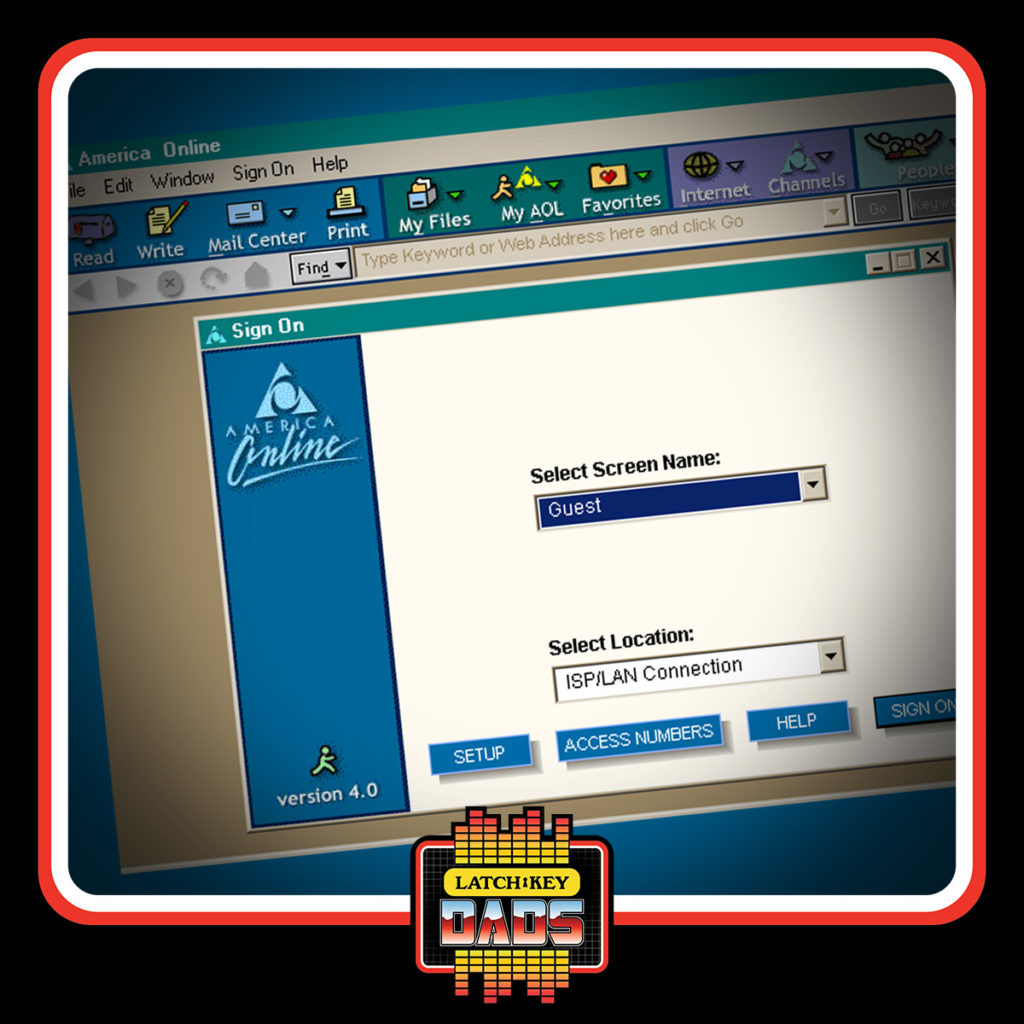 Latch-Key Dads - AOL Logon Screen
