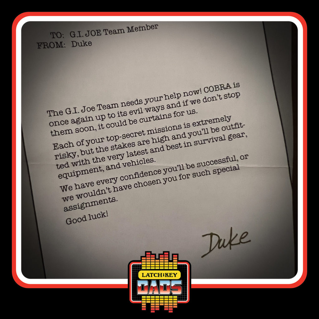 Latch-Key Dads - G.I. Joe Letter from Duke